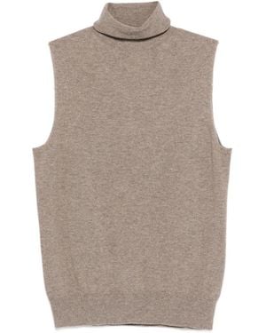 The Row Meritas Turtleneck Sleeveless Top - Grey