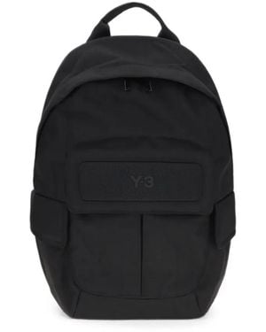 Y-3 Logo-Patch Backpack - Black