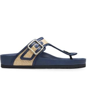 Birkenstock Gizeh Raffia Sandals - Blue