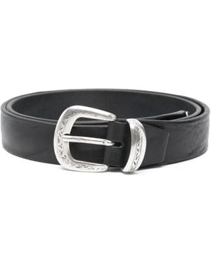 Eraldo Engraved-Buckle Belt - Black
