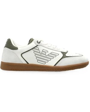 EA7 Logo-Print Paneled Sneakers - White