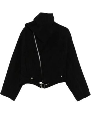 Rick Owens Cropped Scarf Flight Biker Jacket - Black
