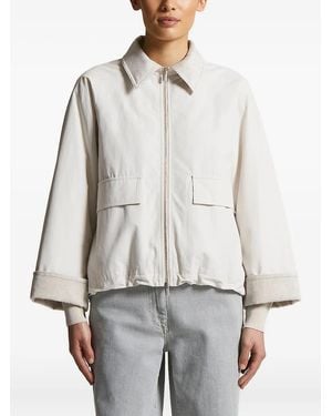 Peserico Corduroy-Collar Zip-Front Jacket - White