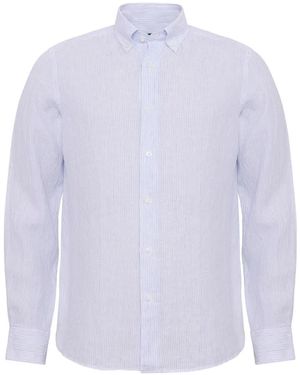 LOJA DAS MEIAS Vertical-Stripe Button-Down Shirt - White