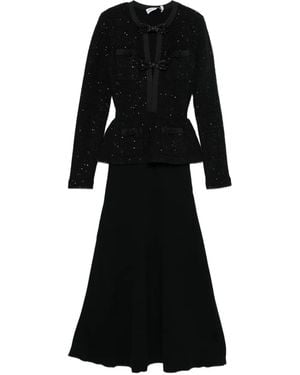 Self-Portrait Bow Embellished Midi Dress - Black