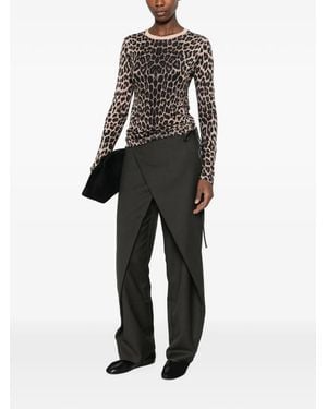 Baserange Leopard-Print Long-Sleeve T-Shirt - Black