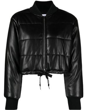 MSGM Padded Cropped Faux-Leather Jacket - Black