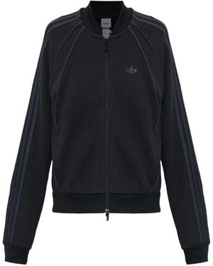 adidas Logo-Print Zip-Up Sweater - Blue