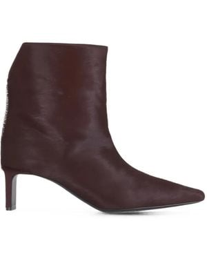 KHAITE Calf-Hair Square-Toe Ankle Boots - Brown