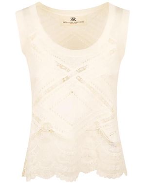 Ermanno Scervino Haut Bordé De Dentelle En Maille Pointelle - Natural