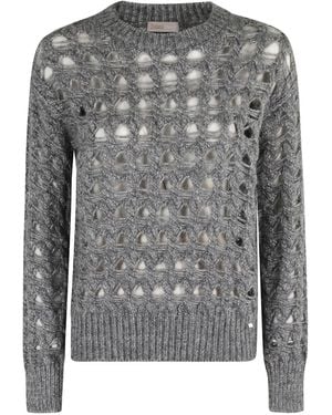 Herno Geometric-Cutout Crew-Neck Jumper - Grey