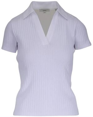 Vince V-Neck Ribbed T-Shirt - Purple