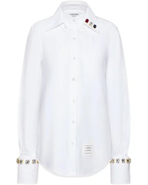 Thom Browne Swarovski-Crystal Oxford Shirt - White