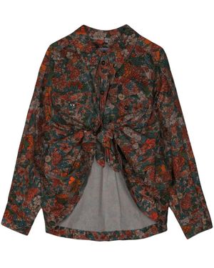 Act No1 Floral-Print Long-Sleeve Shirt - Brown