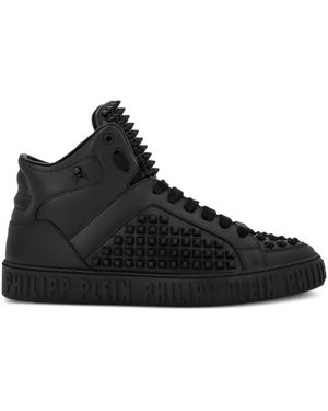 Philipp Plein スタッズ レザースニーカー - ブラック