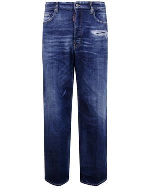 DSquared² Distressed-detail cotton jeans - Blau