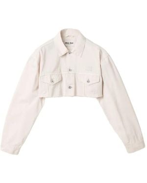 Miu Miu Cropped Denim Jacket - White