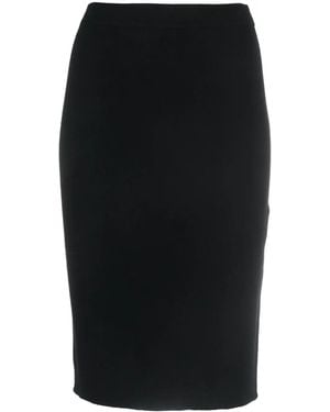 Saint Laurent Wool Midi Pencil Skirt - Black