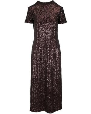 Michael Kors Sequin Short-Sleeve Dress - Brown