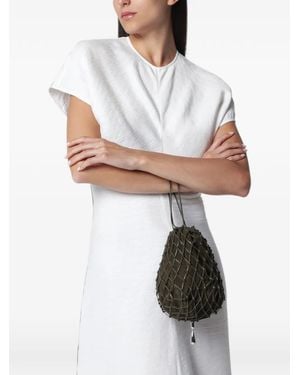 SAVETTE Macrame Suede Pouch Bag - White