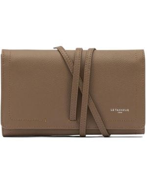 Le Tanneur Logo-Print Wrap-Around Clutch Bag - Brown