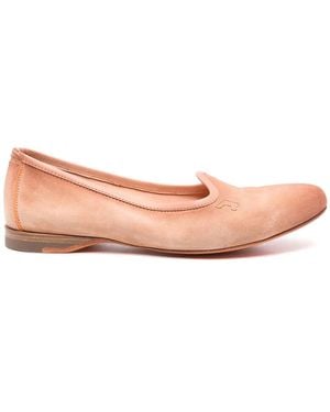 Santoni Embroidered-Logo Suede Slippers - Pink