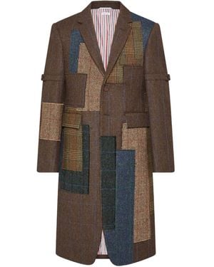 Thom Browne Hunting Tweed Patchwork Coat - Brown