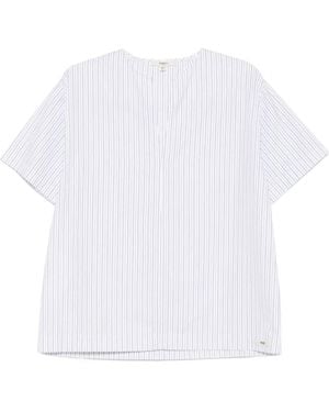 Barena Striped V-Neck Blouse - White