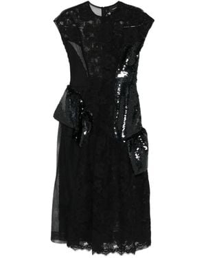 Simone Rocha Cap-Sleeve Midi Dress - Black