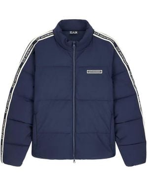 EA7 Logo-Tape Padded Jacket - Blue