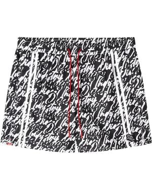 DIESEL Soccer-41-D-Pop Side-Stripe Swim Shorts - Black