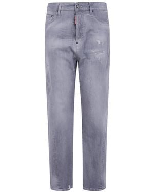 DSquared² Distressed Wide-Leg Jeans - Blue