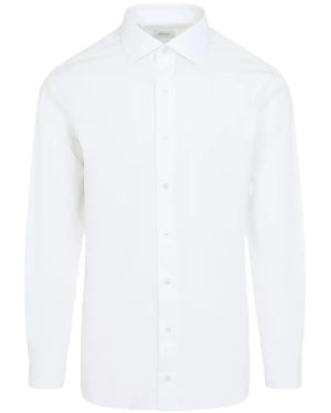 Brioni Long-Sleeve Cotton Shirt - White