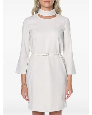 ARMANI EXCHANGE Belted Three-Quarter Sleeve Mini Dress - White