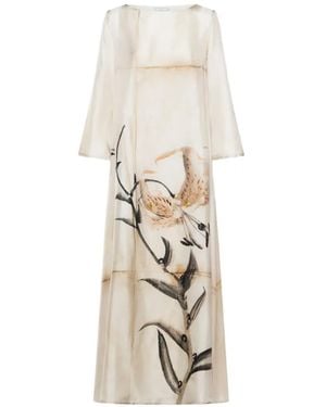 Pierre Louis Mascia Aloe Floral A-Line Midi Dress - White