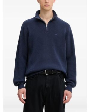 Levi's Maglione Housemark A Coste Con Chiusura A Mezza Zip - Blu