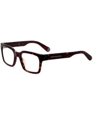 Philipp Plein Tortoiseshell-Effect Rectangle-Frame Glasses - Brown