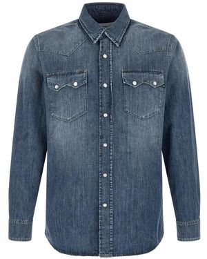 Department 5 Gospel Western-Style Denim Shirt - Blue