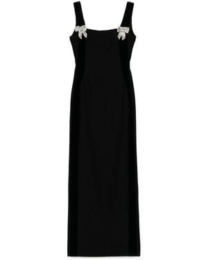 Dina Melwani Bow-Detail Maxi Dress - Black