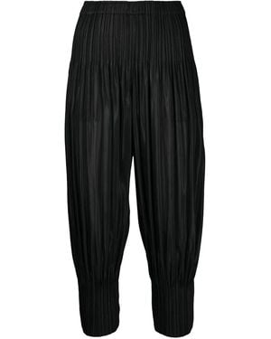 Pleats Please Issey Miyake Pleated-Panel Pants - Black