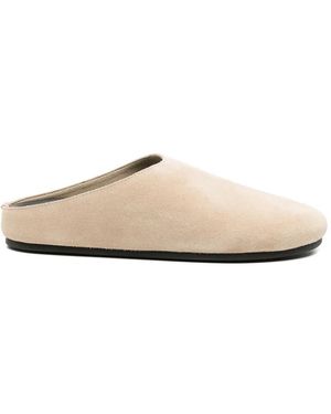 St. Agni Round-Toe Flat Mules - White