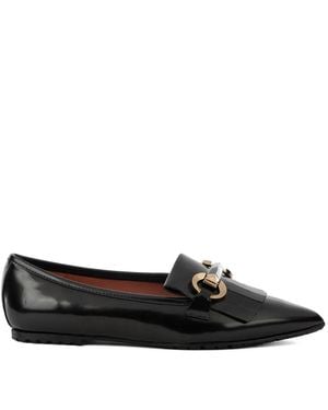 Status Fringe-Clamp Leather Ballet Flats - White