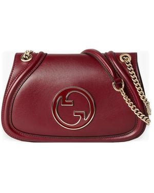 Gucci Medium Blondie Chain-Strap Logo-Plaque Shoulder Bag - Red