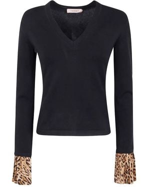 Twinset Pull À Poignets Volantés - Bleu