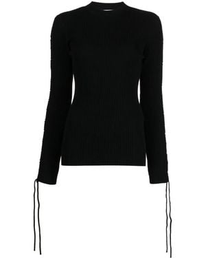 Off-White c/o Virgil Abloh Lace-Detail Ribbed Top - Black