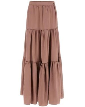 Guess Tiered Gathered Maxi Skirt - Brown
