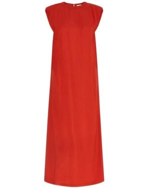 Nude Crewneck Maxi Dress - Red