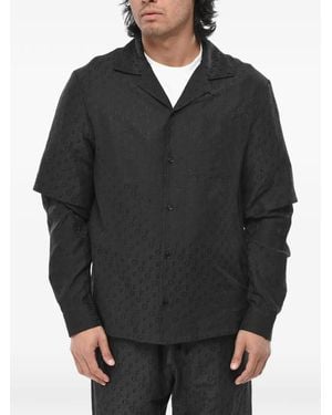 Off-White c/o Virgil Abloh Jacquard-Logo Double-Layer Shirt - Grey