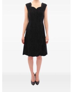 Dolce & Gabbana Floral Lace Midi Dress - Black