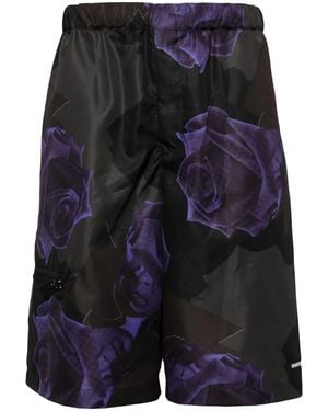 Undercover Rose-Print Bermuda Shorts - Black